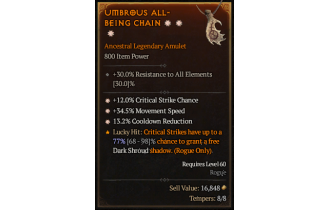 Legendary Amulet[*34.5 MS | *13.2 CDR | *12 Crit]