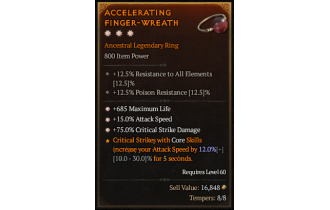 Legendary Ring[*15 ATKSPD | *75 DMG_Crit | *685 Life]