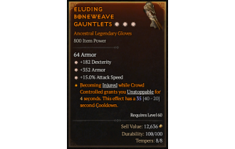 Legendary Gloves[*15 ATKSPD | *352 Armor | *182 DEX]