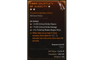 Legendary Gloves[TwistingBlades | *4 TwistingBlades | *12 Crit | *75 DMG_Crit]