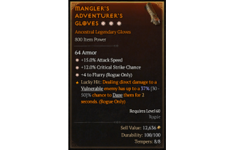 Legendary Gloves[Flurry | *4 Flurry | *12 Crit | *15 ATKSPD]