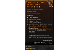 Legendary Gloves[*15 ATKSPD | *182 DEX | *685 Life]