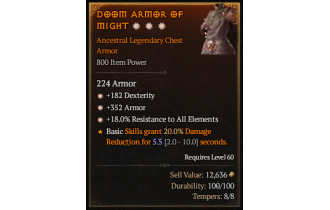 Legendary Chest Armor[*18 ResistAll | *352 Armor | *182 DEX]