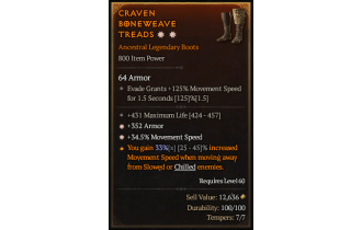 Legendary Boots[*34.5 MS | *352 Armor | 431 Life]