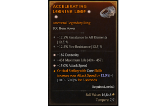 Legendary Ring[*15 ATKSPD | *182 DEX | 431 Life]