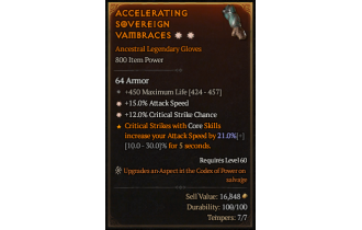 Legendary Gloves[*12 Crit | *15 ATKSPD | 450 Life]