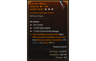 Legendary Gloves[*15 ATKSPD | *75 DMG_Crit | *352 Armor]