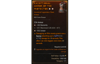 Legendary Chest Armor[*352 Armor | *182 DEX | 431 Life]