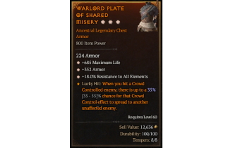 Legendary Chest Armor[*18 ResistAll | *352 Armor | *685 Life]