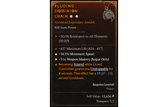 Legendary Amulet[Rogue | *3 WeaponMastery | *34.5 MS]