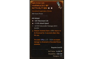 Legendary Gloves[*15 ATKSPD | *685 Life | 47 DMG_Vulnerable]