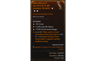 Legendary Gloves[*12 LHC | *75 DMG_Crit | *352 Armor]