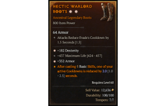 Legendary Boots[*352 Armor | *182 DEX | 437 Life]