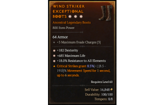 Legendary Boots[*18 ResistAll | *182 DEX | *685 Life]