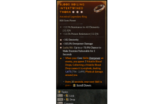 Legendary Ring[*182 DEX | *105 DMG_Overpower | *70.9 LH:Vulnerable]