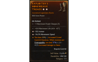 Legendary Boots[*34.5 MS | *352 Armor | 424 Life]