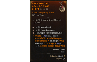 Legendary Amulet[Rogue | *3 WeaponMastery | *15 ATKSPD | *75 PR]