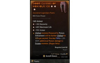 Legendary Pants[*352 Armor | *182 DEX | *685 Life]