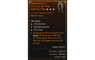 Legendary Pants[*352 Armor | *182 DEX | *685 Life]