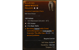 Legendary Pants[*3 BasicSkills | *352 Armor | 424 Life]