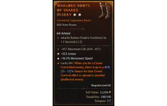 Legendary Boots[*34.5 MS | *352 Armor | 437 Life]