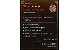 Legendary Amulet[*34.5 MS | *72.6 TA | *23.6% DEX]