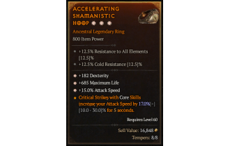 Legendary Ring[*15 ATKSPD | *182 DEX | *685 Life]