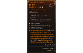 Legendary Ring[*15 ATKSPD | *182 DEX | 424 Life]