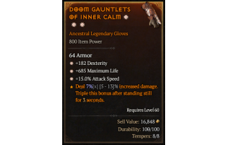 Legendary Gloves[*15 ATKSPD | *182 DEX | *685 Life]