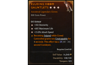 Legendary Gloves[*15 ATKSPD | *182 DEX | *685 Life]