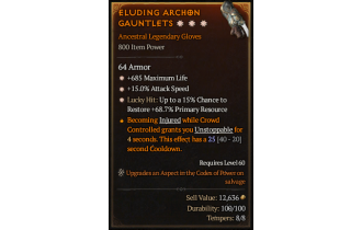 Legendary Gloves[*15 ATKSPD | *15 LH:Res | *685 Life]