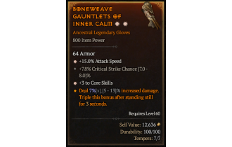 Legendary Gloves[*3 CoreSkills | *15 ATKSPD | 7.8 Crit]