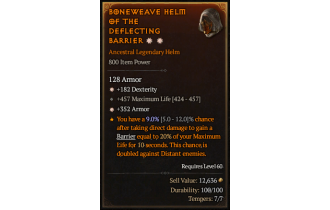 Legendary Helm[*352 Armor | *182 DEX | 457 Life]