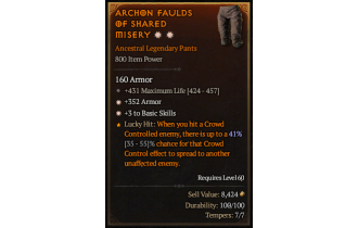 Legendary Pants[*3 BasicSkills | *352 Armor | 431 Life]