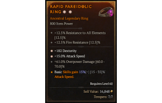 Legendary Ring[*15 ATKSPD | *182 DEX | 61 DMG_Overpower]