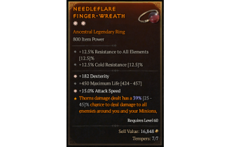 Legendary Ring[*15 ATKSPD | *182 DEX | 450 Life]