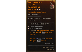 Legendary Amulet[*15 ATKSPD | *72.6 TA | 13% DEX]