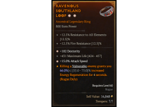 Legendary Ring[*15 ATKSPD | *182 DEX | 431 Life]