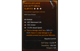 Legendary Gloves[*15 ATKSPD | *352 Armor | *685 Life]