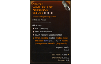 Legendary Gloves[*10.5 RCR | *182 DEX | *685 Life]