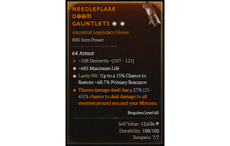 Legendary Gloves[*15 LH:Res | *685 Life | 108 DEX]