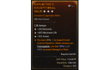 Legendary Helm[*352 Armor | *182 DEX | *685 Life]