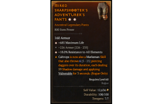 Legendary Pants[*18 ResistAll | *685 Life | 226 Armor]