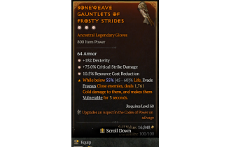 Legendary Gloves[*75 DMG_Crit | *10.5 RCR | *182 DEX]