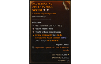 Legendary Gloves[*15 ATKSPD | *75 DMG_Crit | 437 Life]