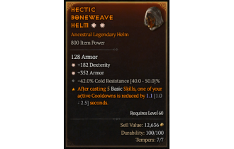 Legendary Helm[*352 Armor | *182 DEX]