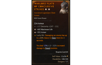 Legendary Chest Armor[*352 Armor | *685 Life | 117 DEX]