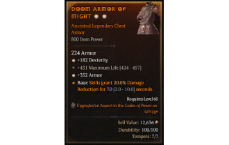 Legendary Chest Armor[*352 Armor | *182 DEX | 431 Life]