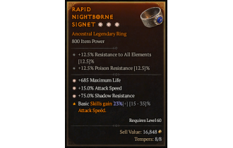 Legendary Ring[*15 ATKSPD | *685 Life | *75 SR]