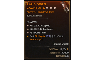 Legendary Gloves[*3 CoreSkills | *15 ATKSPD]